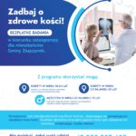 Plakat informacyjny – bezpłatne badania osteoporozy dla mieszkańców Gminy Zbąszynek, program realizowany z Funduszu Medycznego