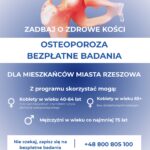 Plakat informacyjny – bezpłatne badania w kierunku osteoporozy dla mieszkańców Rzeszowa