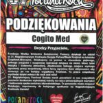 Podziękowania dla Cogito Med od Fundacji WOŚP za udział w 31. Pol’and’Rock Festival w Czaplinku-Broczynie, plakat festiwalowy z kolorową oprawą graficzną