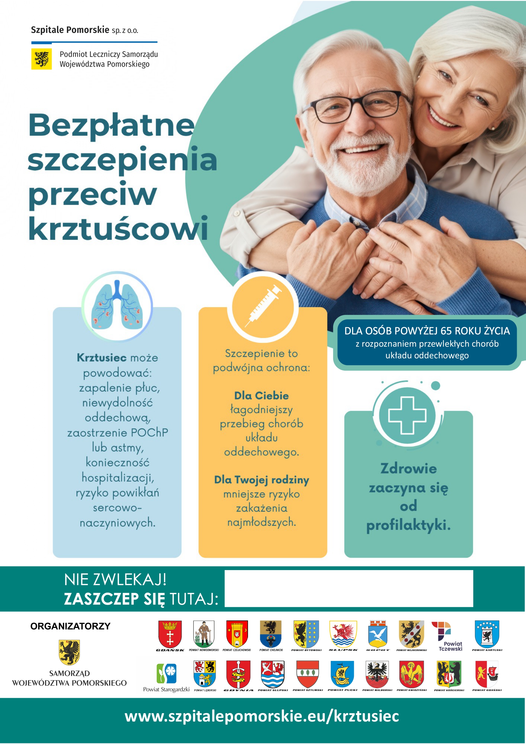 Bezpłatne szczepienia przeciw krztuścowi dla osób powyżej 65 roku życia z przewlekłymi chorobami układu oddechowego w województwie pomorskim